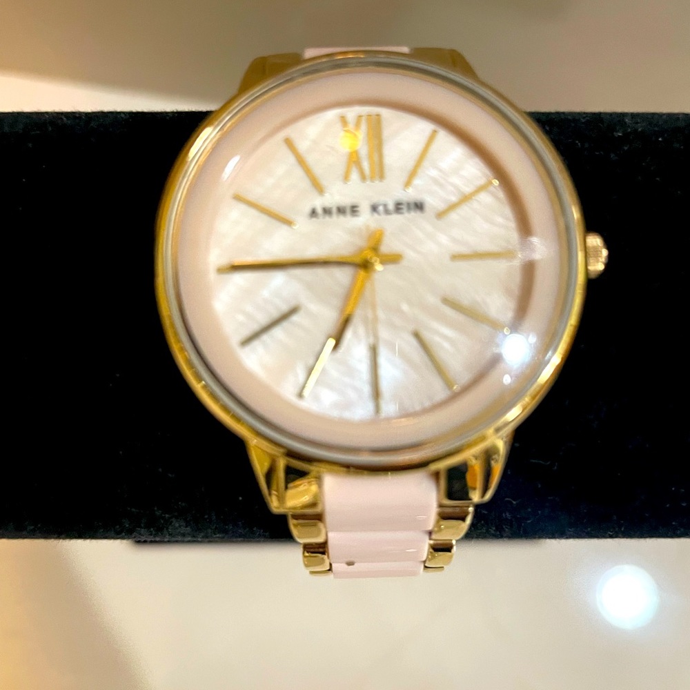 Anne Klein pink & gold watch